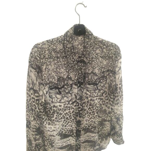 Equipment Femme Silk Button Down Blouse womens S snake Print animal Silver grey - Picture 15 of 15
